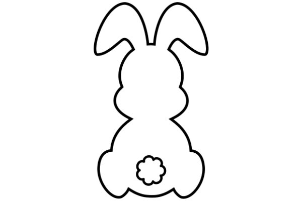 Simplistic Line Drawing of a Bunny with a Flower