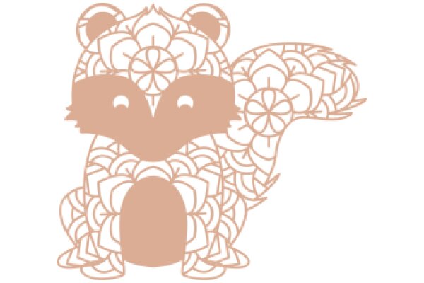 Stylized Artwork of a Fuzzy Creature with Floral Patterns and Ears