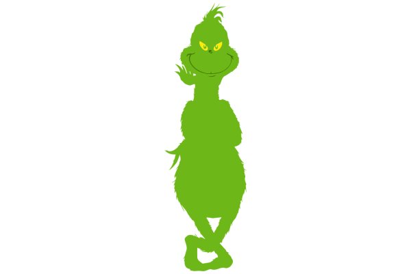 A Whimsical Green Character on a White Background