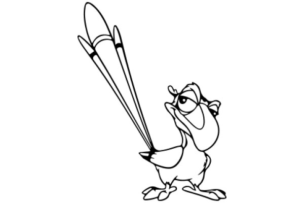 A Whimsical Scene of a Bird with Rocket-like Feathers