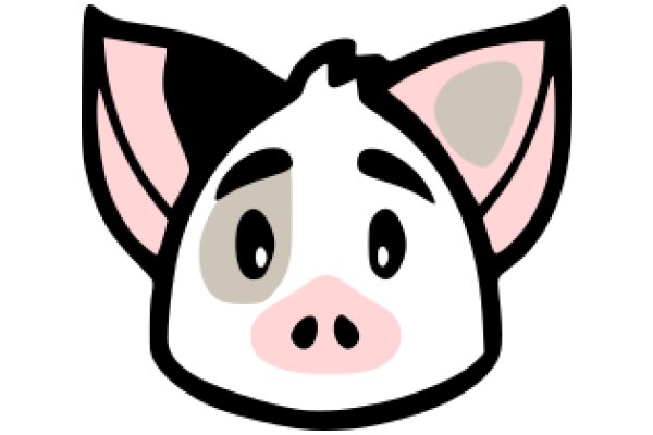 Adorable Cartoon Pig with Pink Ears