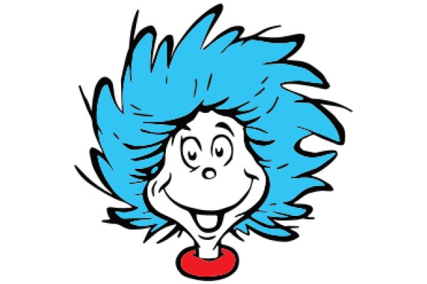 Whimsical Blue Cartoon Character with Red Mouthpiece