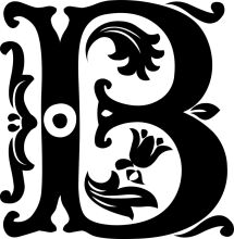 Stylized Black Letter 'B' with Decorative Elements