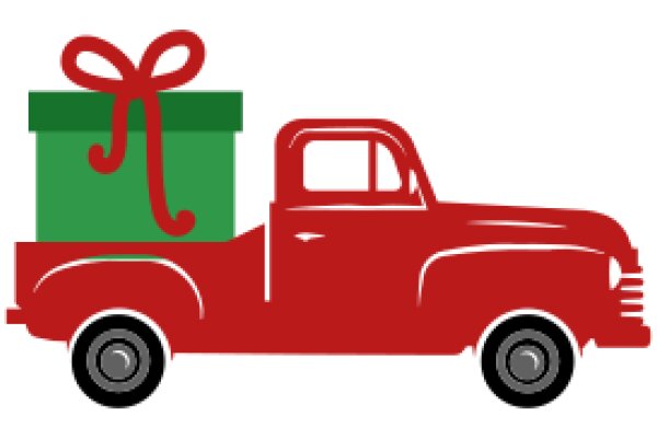 A Festive Christmas Delivery: A Red Truck with a Gift Box on Top