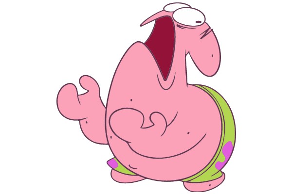 The Pink Cartoon Character with a Surprised Expression