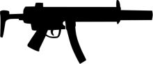 A Silhouette of a Gun on a White Background