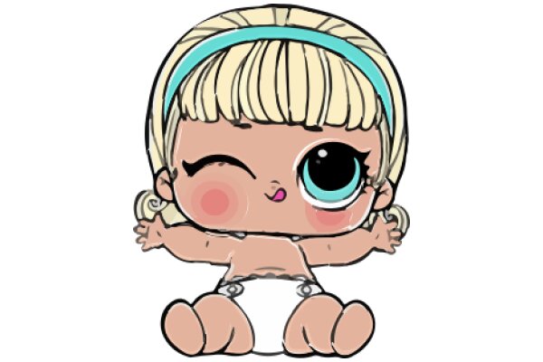 Adorable Cartoon Character with Blonde Hair and Blue Headband