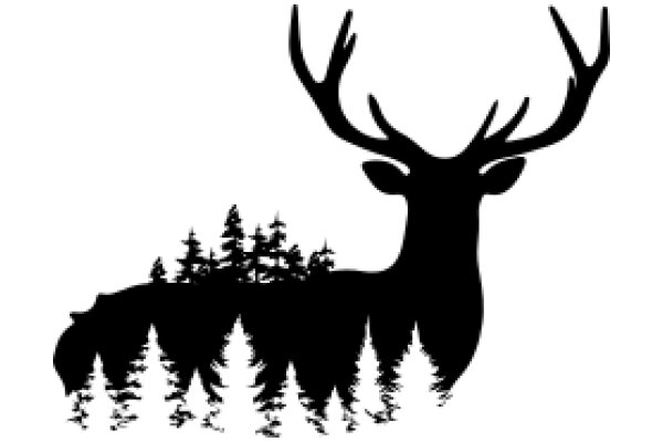 Silhouette of a Deer with a Forest Backdrop