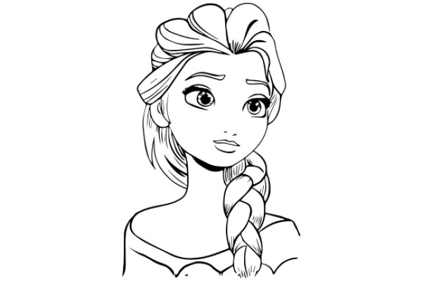 A Stylized Portrait of a Female Character with a Braided Hairstyle