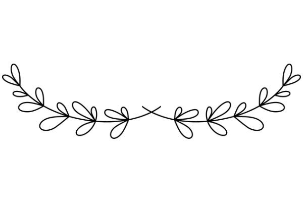 Elegant Black Line Art: A Stylized Floral Wreath