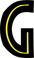 Stylized Letter G with a Yellow Stripe