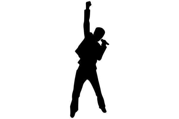 Silhouette of a Person in a Stance of Victory or Celebration