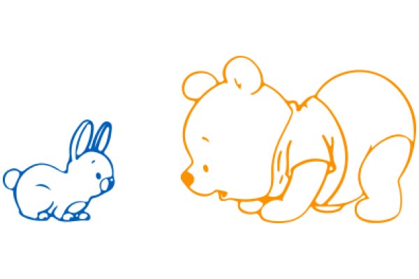 A Friendly Encounter: A Blue Bunny and an Orange Bear