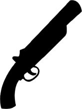 Silhouette of a Gun on a White Background