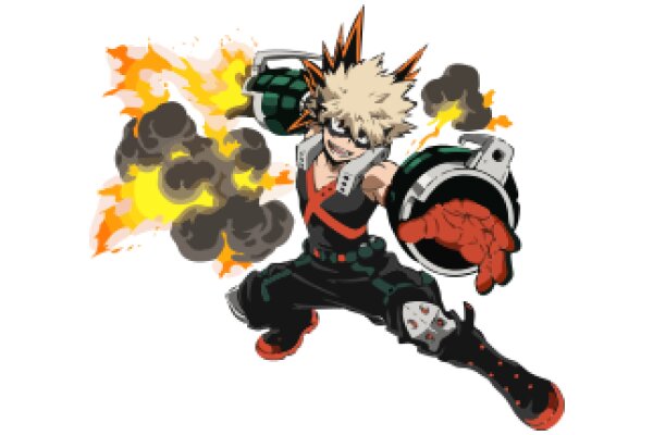 Anime-Style Character with Spiky Hair and a Blast of Energy