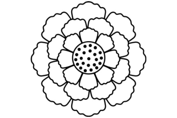 A Simple, Line Drawing of a Flower with a Hole in the Center