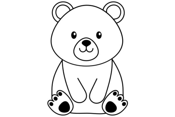 A Cute Cartoon Bear with a Smile and Paws