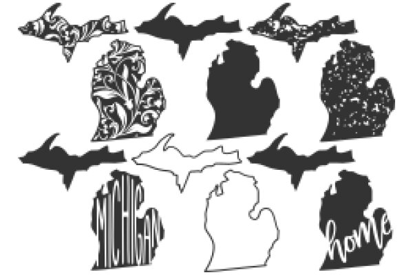 A Collection of Silhouettes of Michigan's Iconic Symbols