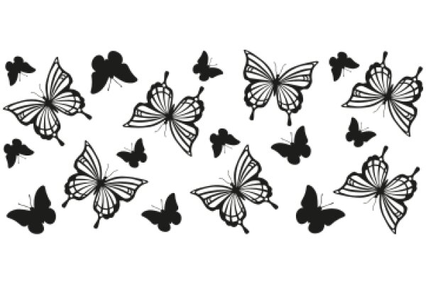 Elegant Black Butterfly Pattern on White Background