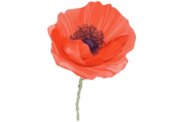 Vivid Red Poppy Flower Illustration