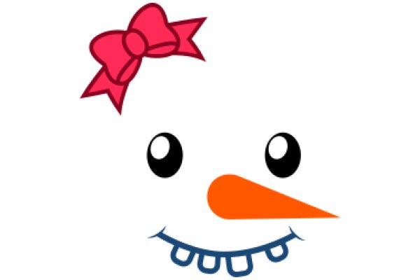 A Whimsical Smile: A Cartoon Character with a Pink Bow and Orange Nose