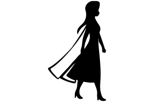 Silhouette of a Woman in a Dress with a Cape