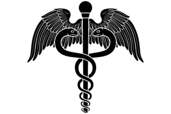 Stylized Medical Cross with Snake and Winged Staff