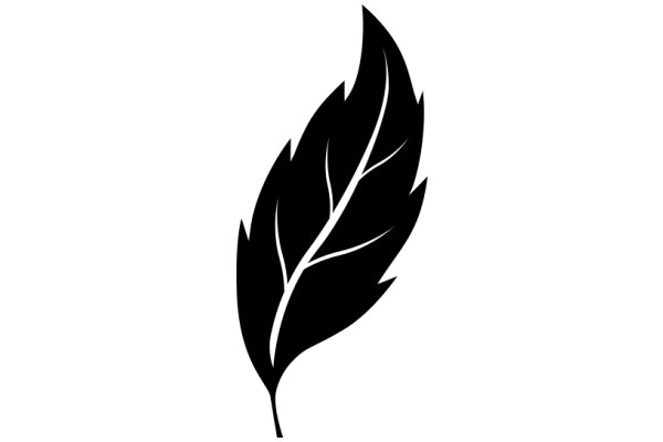 Stylized Black Feather on a White Background