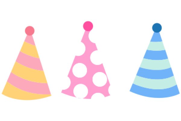 Three Colorful Party Hats