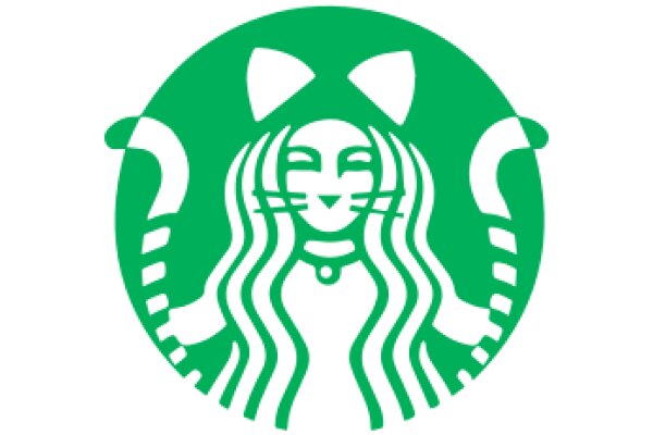 Stylized Starbucks Logo with a Cat's Face