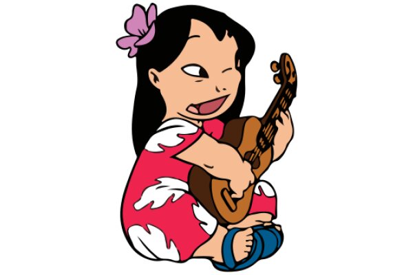 A Playful Moment: A Cartoon Character with a Guitar