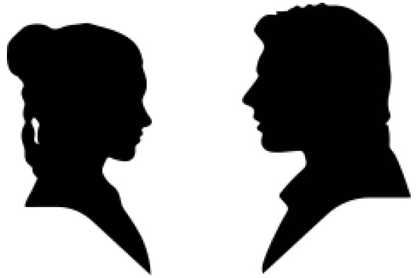 Silhouettes of Two People in Profile