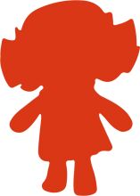 A Red Silhouette of a Person with a Large Head and Small Body