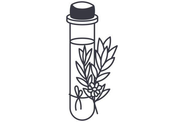 A Simple Line Drawing of a Flower Vase and Flowers