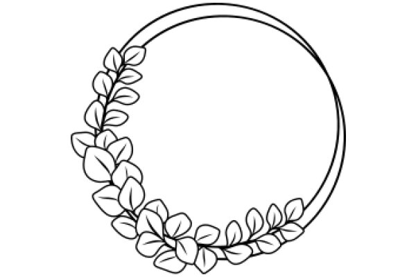 Simplistic Line Drawing of a Wreath with Leaves