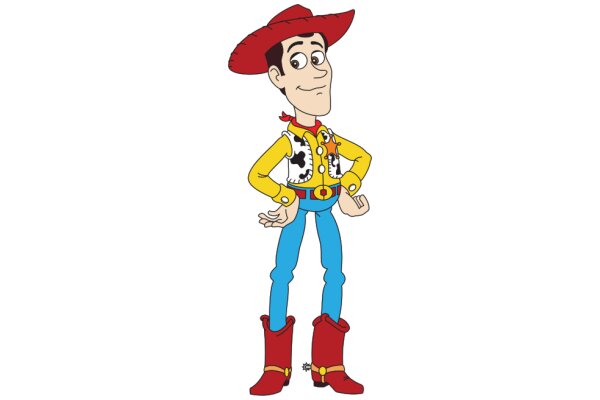 A Cartoon Cowboy in a White Background