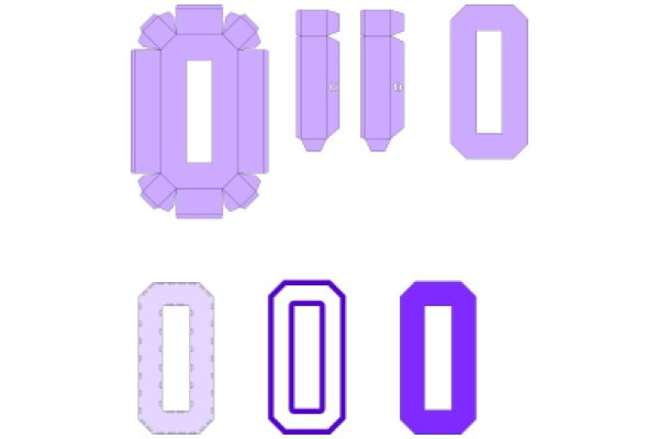 A Collection of Geometric Shapes and Letters in Purple