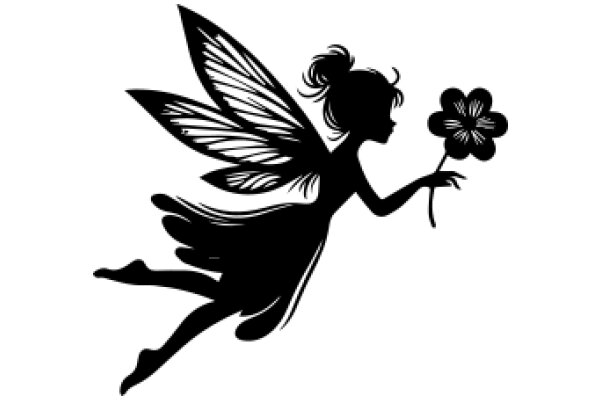 Silhouette of a Fairy with a Flower