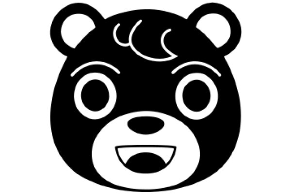 A Playful Emoji of a Black Bear with a Smile