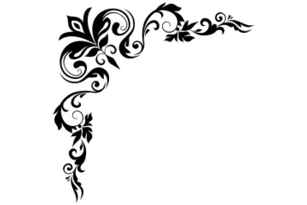 Elegant Black Floral Design on White Background