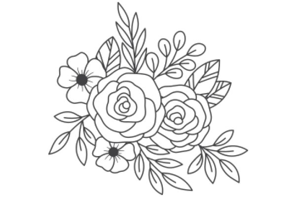 Elegant Floral Design: A Line Art