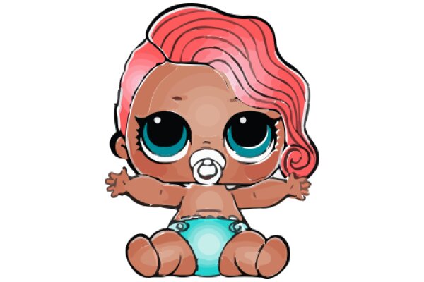 Adorable Animated Character with Pink Hair and Blue Eyes