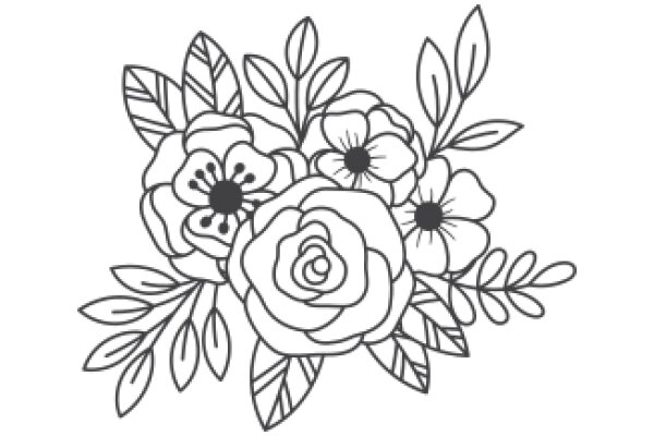 Elegant Floral Design: A Line Art