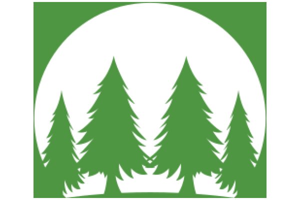 Simplistic Green and White Logo of Three Pine Trees