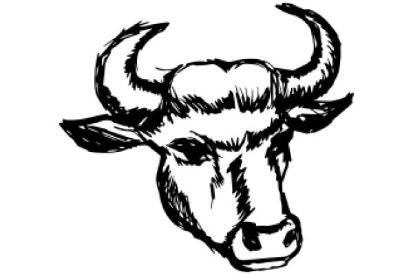 Stylized Illustration of a Bull's Head