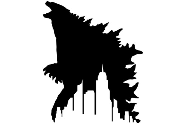 Silhouette of a City Skyline with a Monster's Shadow