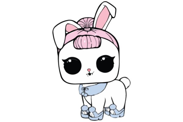 Adorable Pink and White Bunny with a Bow and Big Eyes