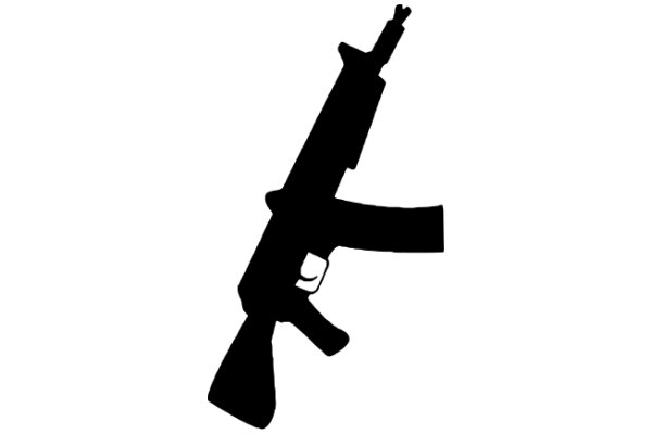 Silhouette of a Gun on a White Background