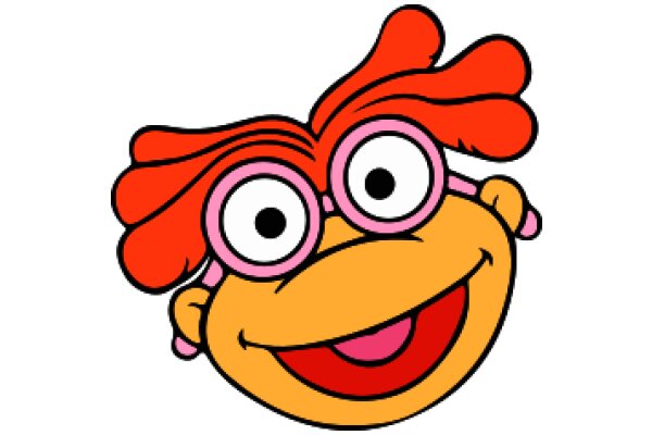 A Friendly Cartoon Character with Red Hair and Pink Glasses