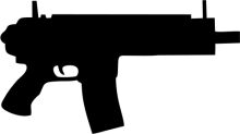 Silhouette of a Gun on a White Background